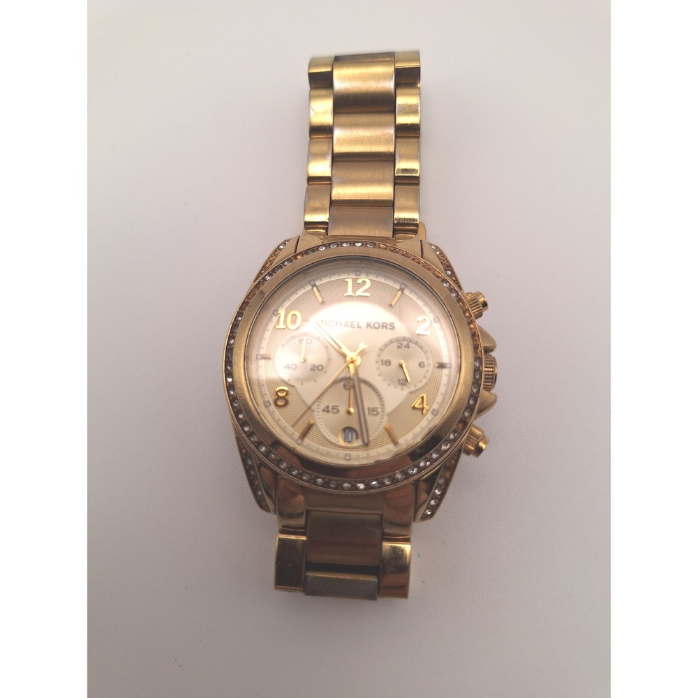 Michael Kors Blair Chronograph Watch model MK5166 missing stones NEEDS BATTERY